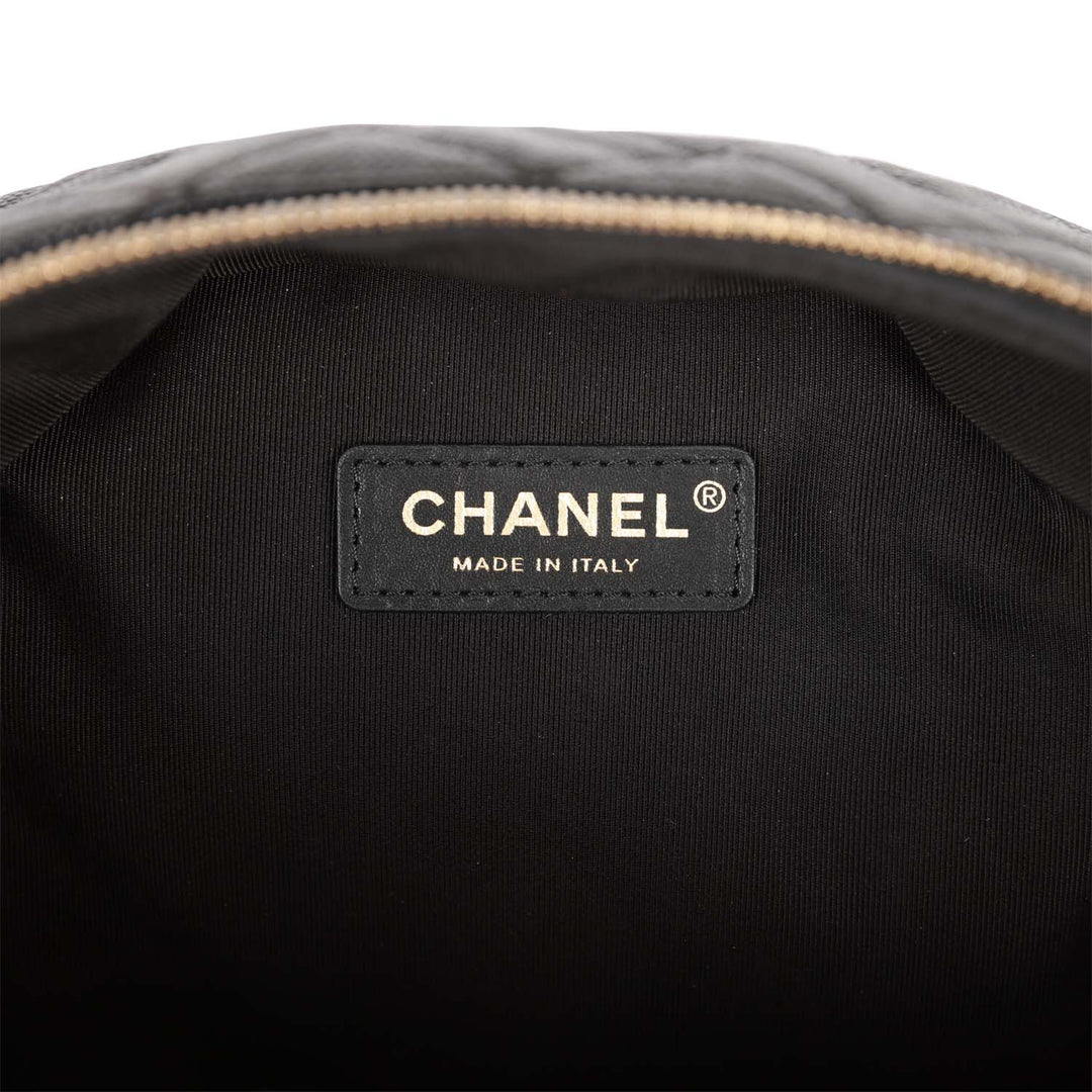 Top Quality Chanel Large Backpack Black Caviar Light Gold Hardware
