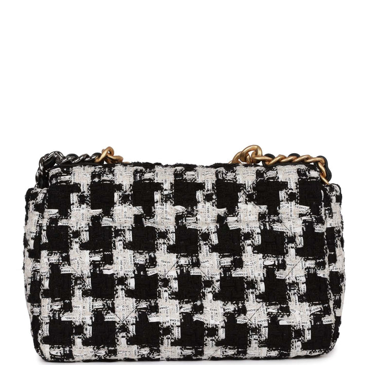 Top Quality Chanel Medium 19 Flap Bag Black and White Tweed Mixed Hardware