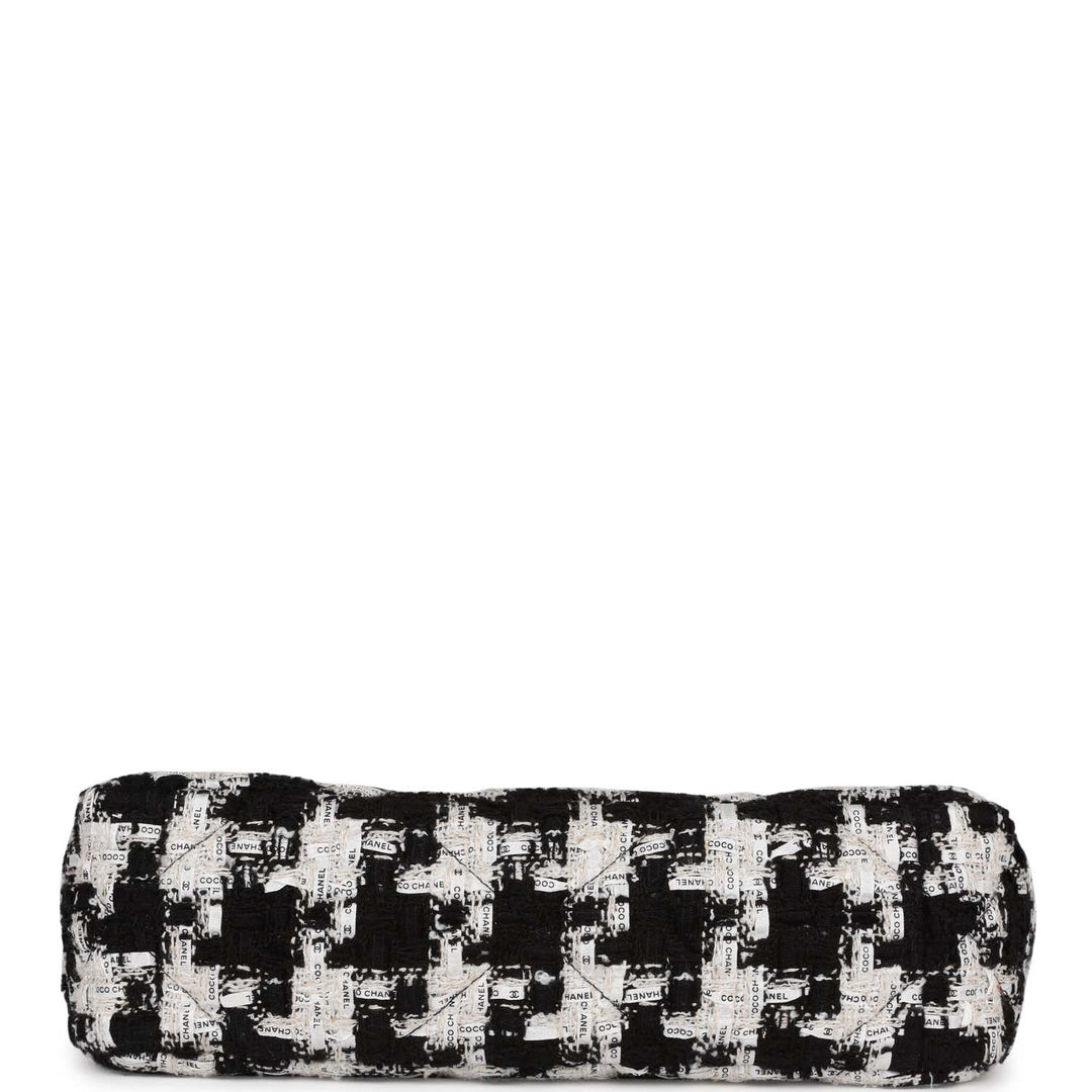 Top Quality Chanel Medium 19 Flap Bag Black and White Tweed Mixed Hardware