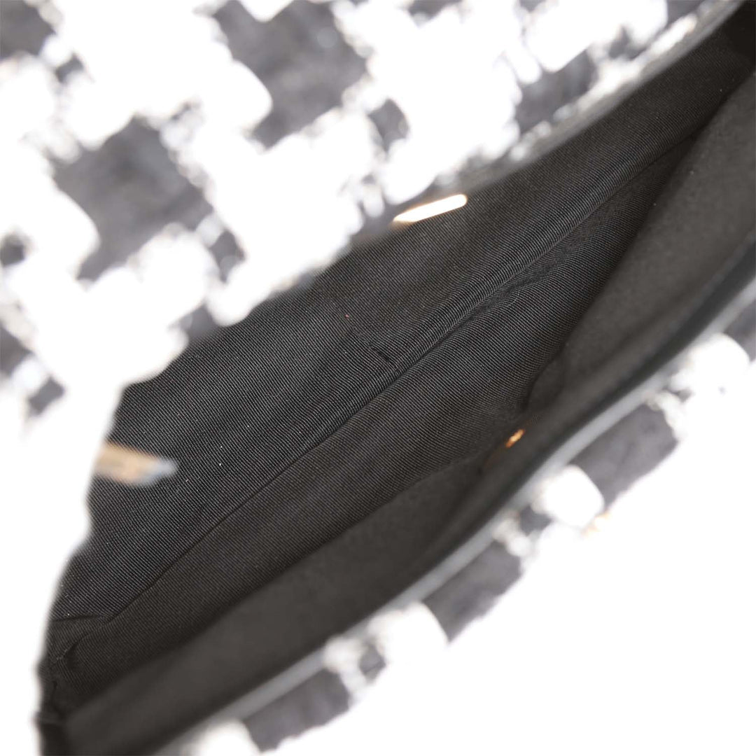 Top Quality Chanel Medium 19 Flap Bag Black and White Tweed Mixed Hardware
