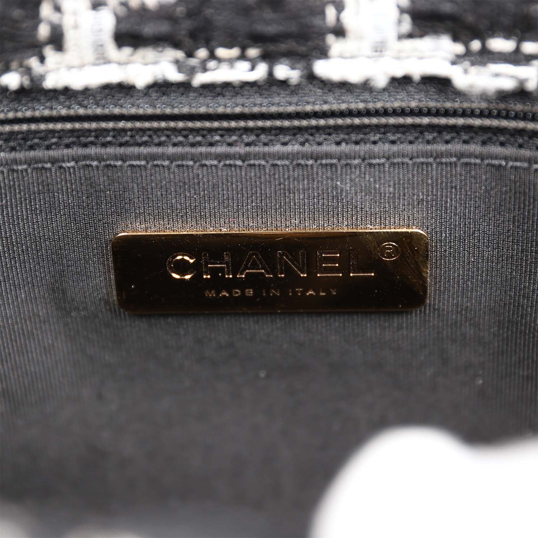 Top Quality Chanel Medium 19 Flap Bag Black and White Tweed Mixed Hardware