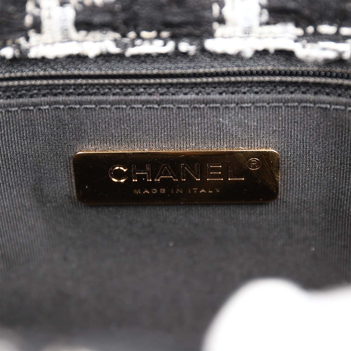 Top Quality Chanel Medium 19 Flap Bag Black and White Tweed Mixed Hardware