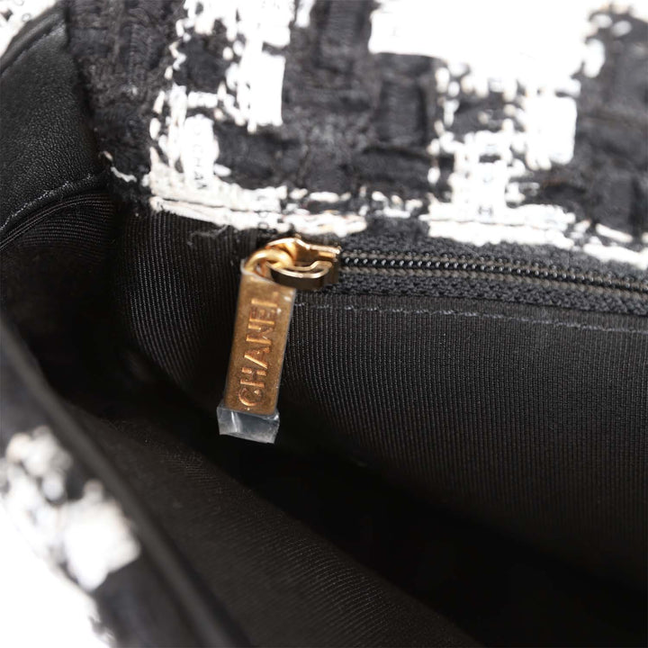 Top Quality Chanel Medium 19 Flap Bag Black and White Tweed Mixed Hardware