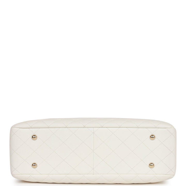 Top Quality Chanel Large Classic Timeless Tote White Caviar Light Gold Hardware