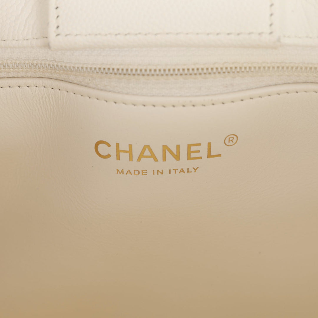 Top Quality Chanel Large Classic Timeless Tote White Caviar Light Gold Hardware