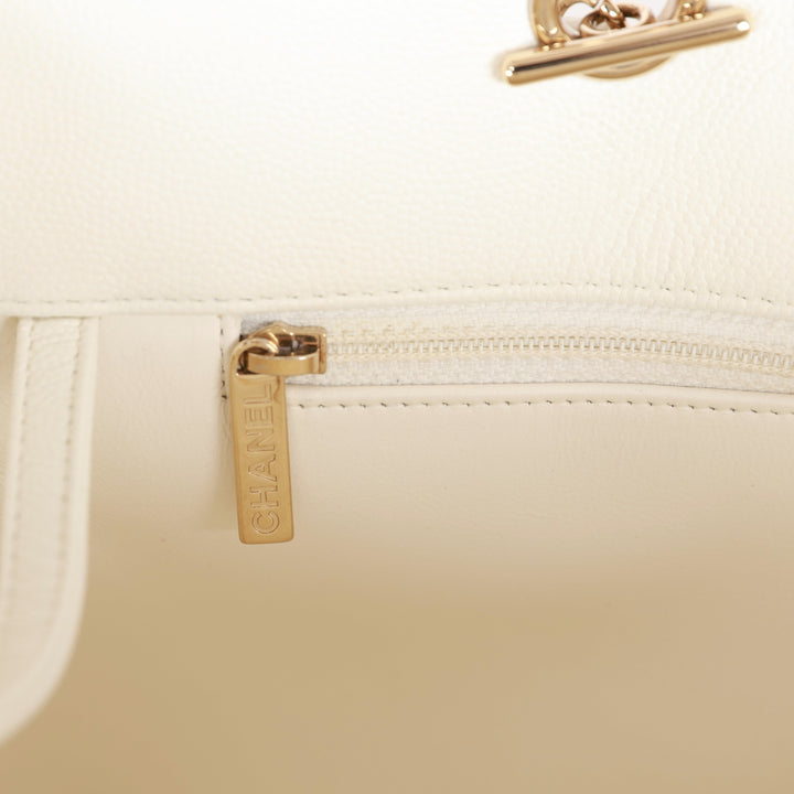 Top Quality Chanel Large Classic Timeless Tote White Caviar Light Gold Hardware