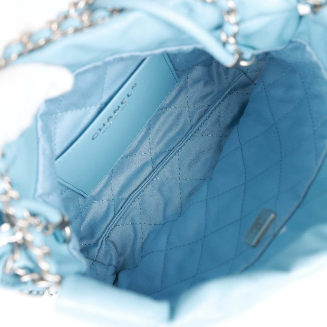 Top Quality Chanel Mini 22 Bag Light Blue Calfskin Silver Hardware