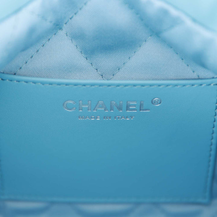 Top Quality Chanel Mini 22 Bag Light Blue Calfskin Silver Hardware