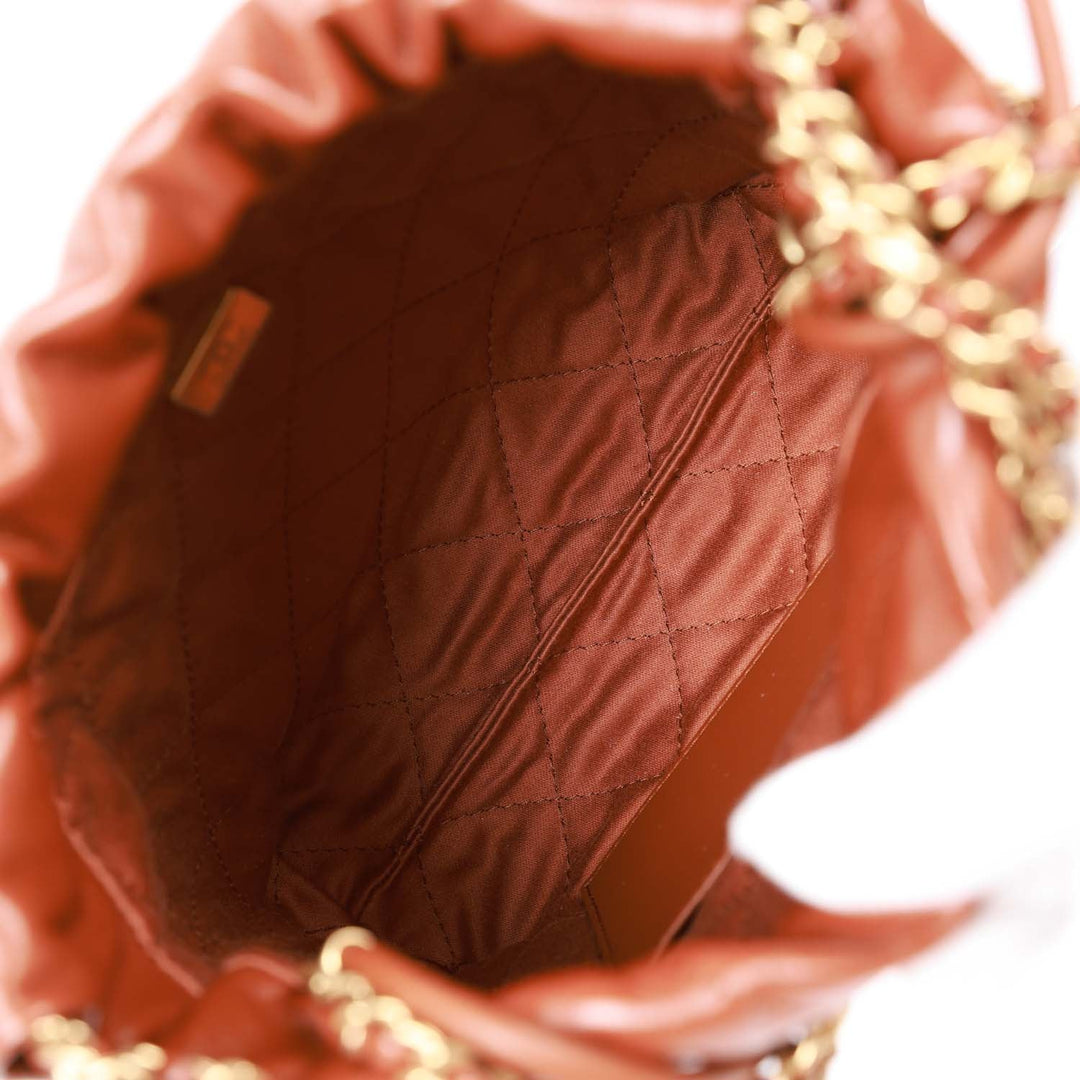 Top Quality Chanel Mini 22 Bag Brown Calfskin Gold Hardware