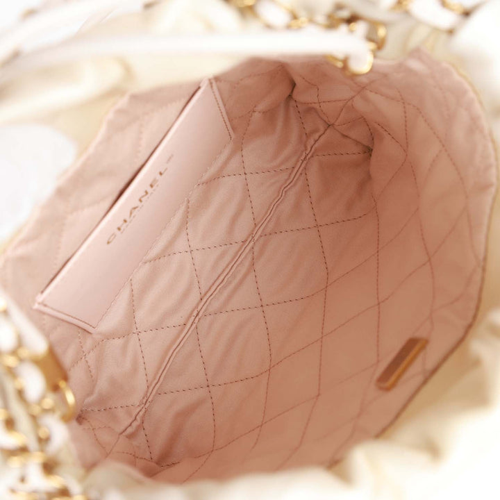 Top Quality Chanel Mini 22 Bag Champagne Iridescent Calfskin Gold Hardware