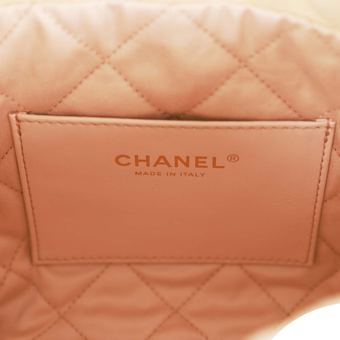 Top Quality Chanel Mini 22 Bag Champagne Iridescent Calfskin Gold Hardware