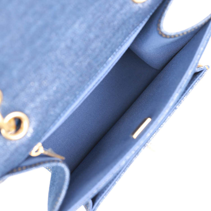 Top Quality Chanel Square Flap Blue Denim Antique Gold Hardware