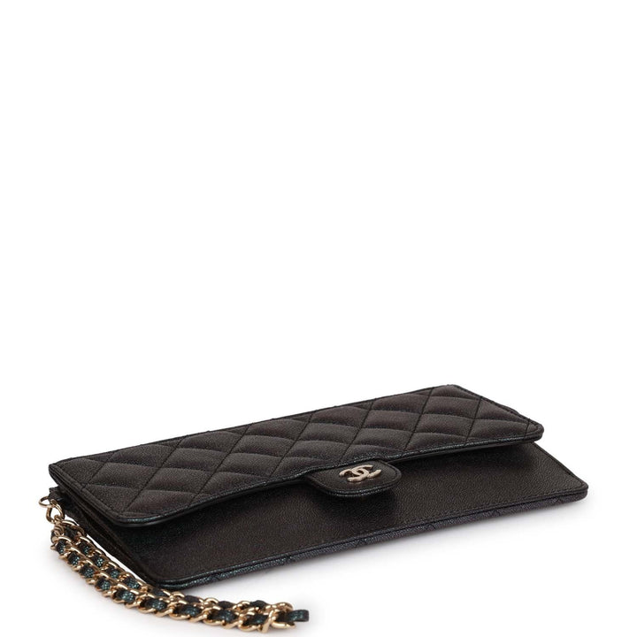 Top Quality Chanel Classic Pouch with Handle Black Iridescent Caviar Gold Hardware