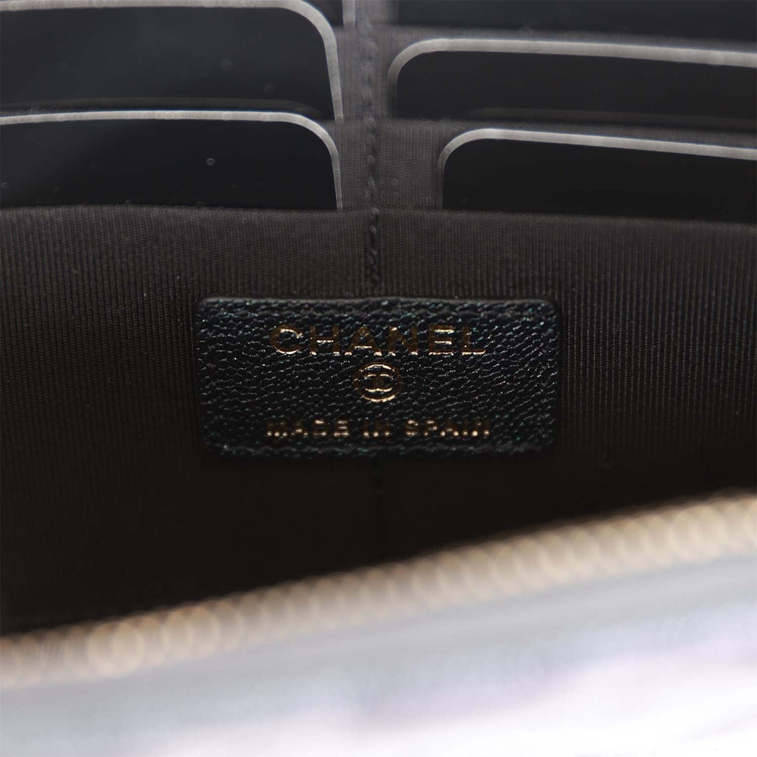 Top Quality Chanel Classic Pouch with Handle Black Iridescent Caviar Gold Hardware