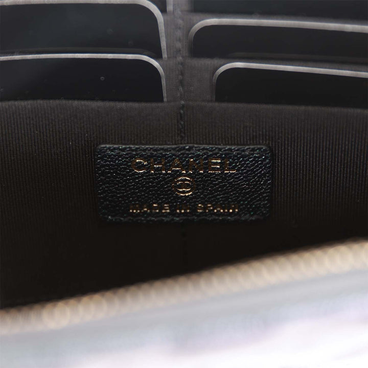 Top Quality Chanel Classic Pouch with Handle Black Iridescent Caviar Gold Hardware