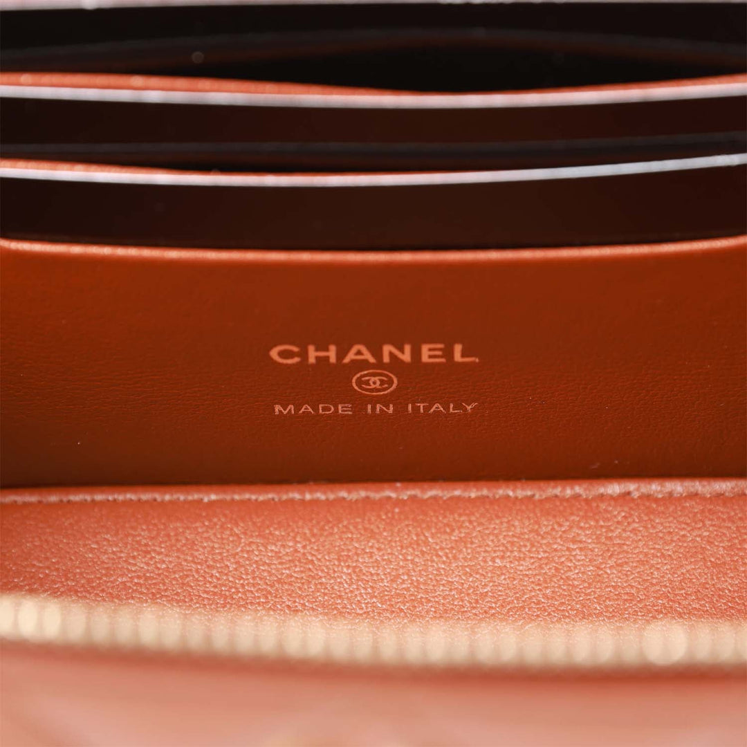 Top Quality Chanel Small Top Handle Vanity Case Brown Lambskin Brushed Gold Hardware