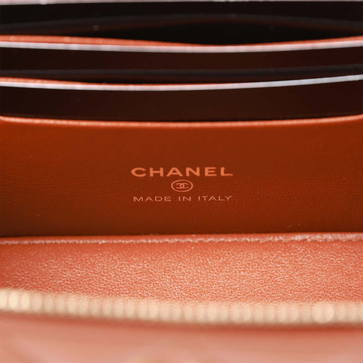 Top Quality Chanel Small Top Handle Vanity Case Brown Lambskin Brushed Gold Hardware