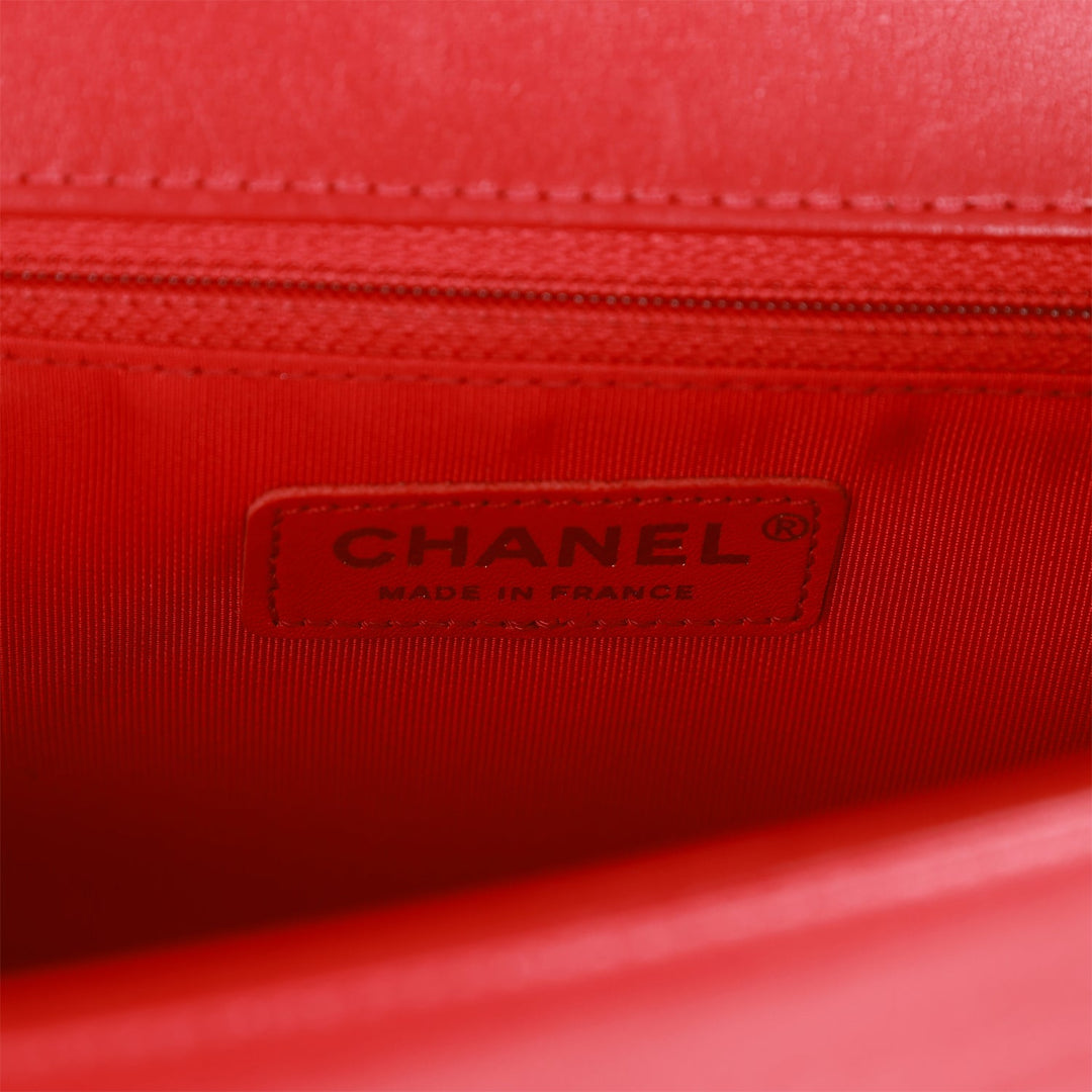 Top Quality Chanel New Medium Boy Bag Red Lambskin Antique Gold Hardware