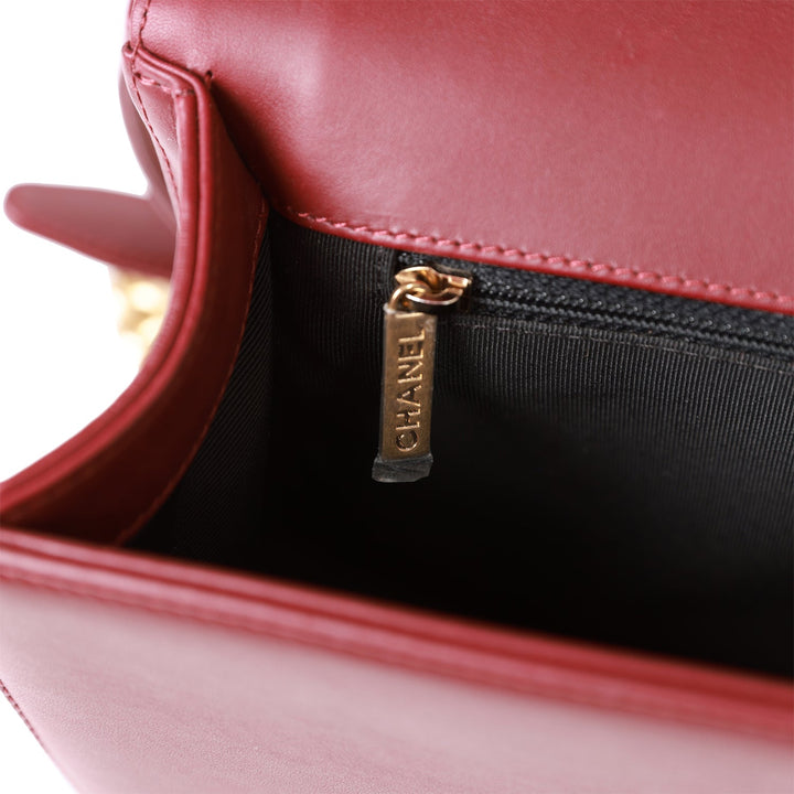 Top Quality Chanel New Medium Boy Bag Burgundy Chevron Antique Gold Hardware