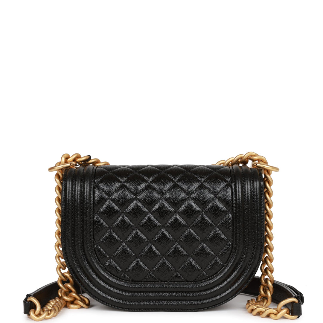 Top Quality Chanel Small Boy Messenger Bag Black Caviar Antique Gold Hardware
