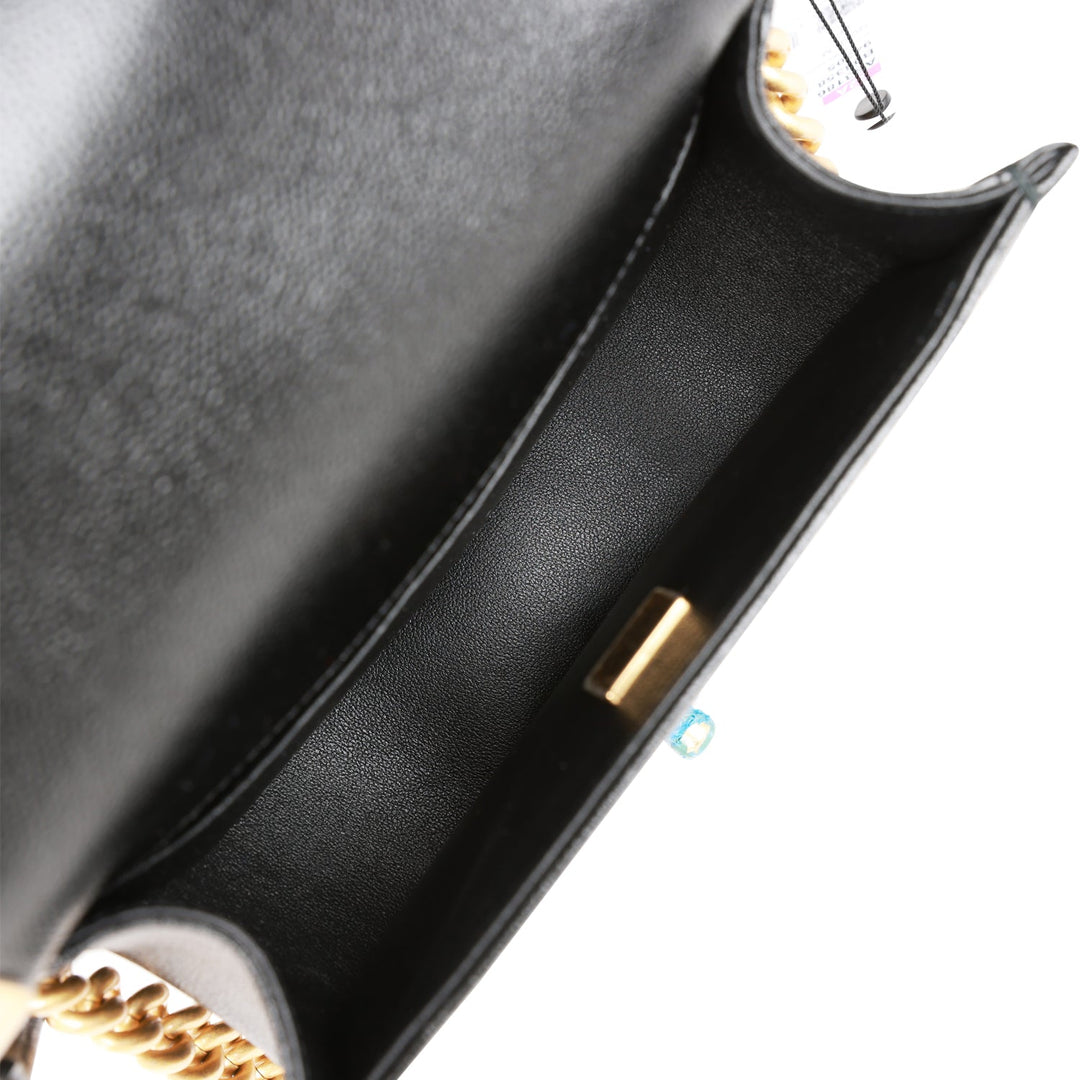 Top Quality Chanel Small Boy Messenger Bag Black Caviar Antique Gold Hardware