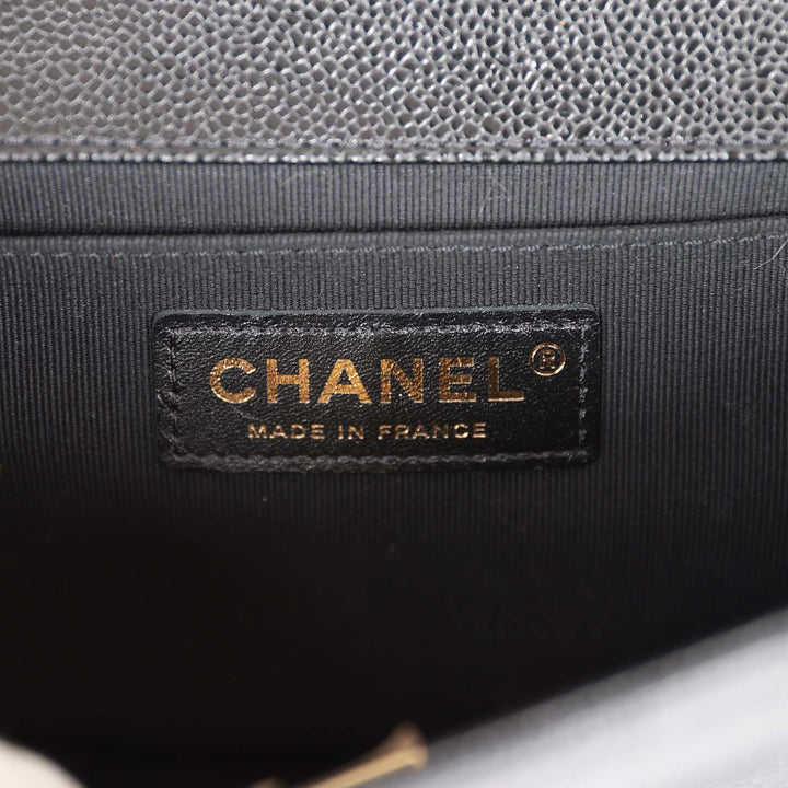 Top Quality Chanel Medium Boy Bag Black Chevron Caviar Light Gold Hardware