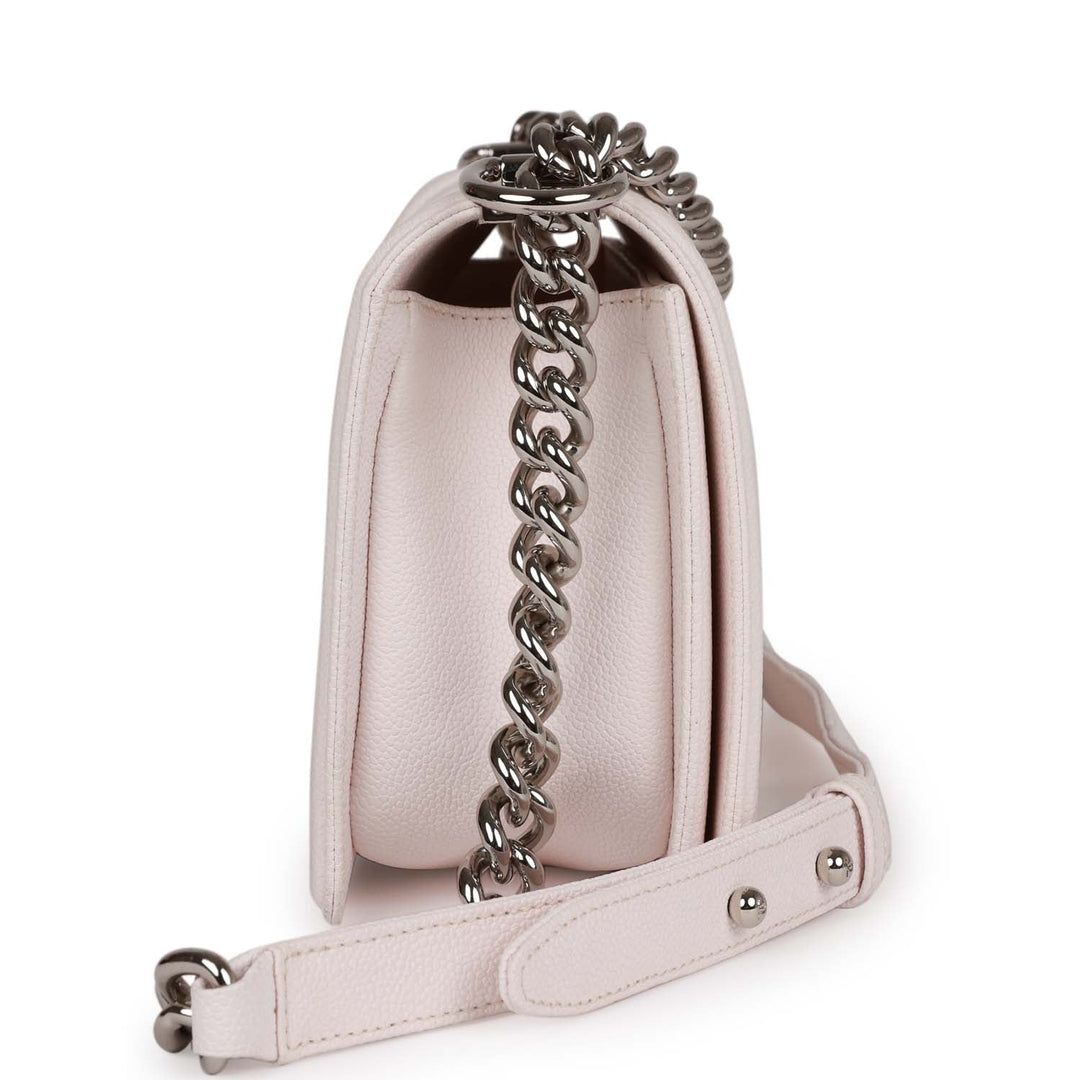 Top Quality Chanel Medium Boy Light Pink Caviar Silver Hardware