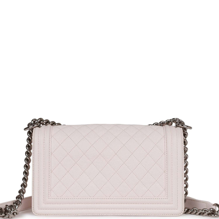Top Quality Chanel Medium Boy Light Pink Caviar Silver Hardware