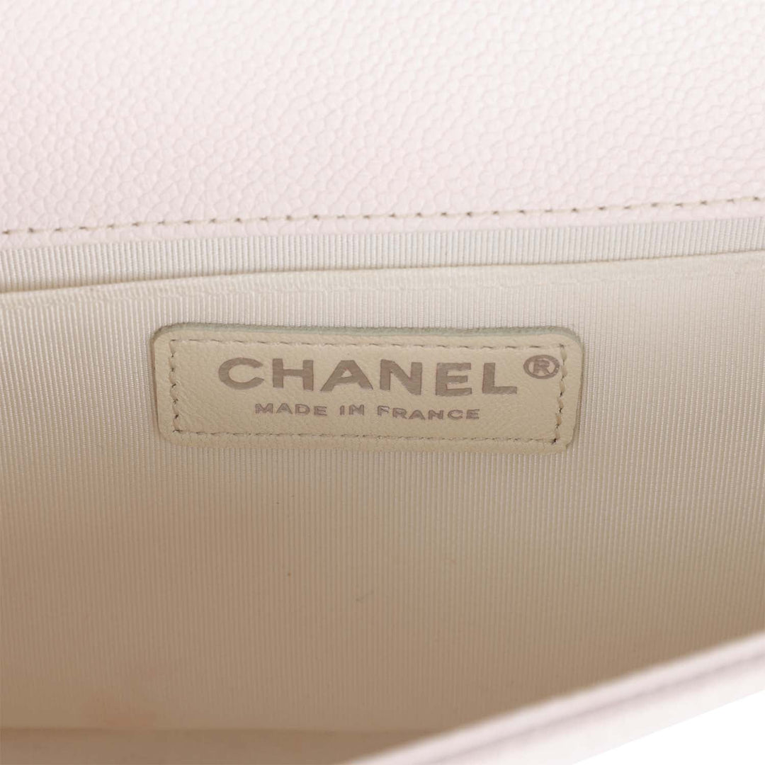 Top Quality Chanel Medium Boy Light Pink Caviar Silver Hardware