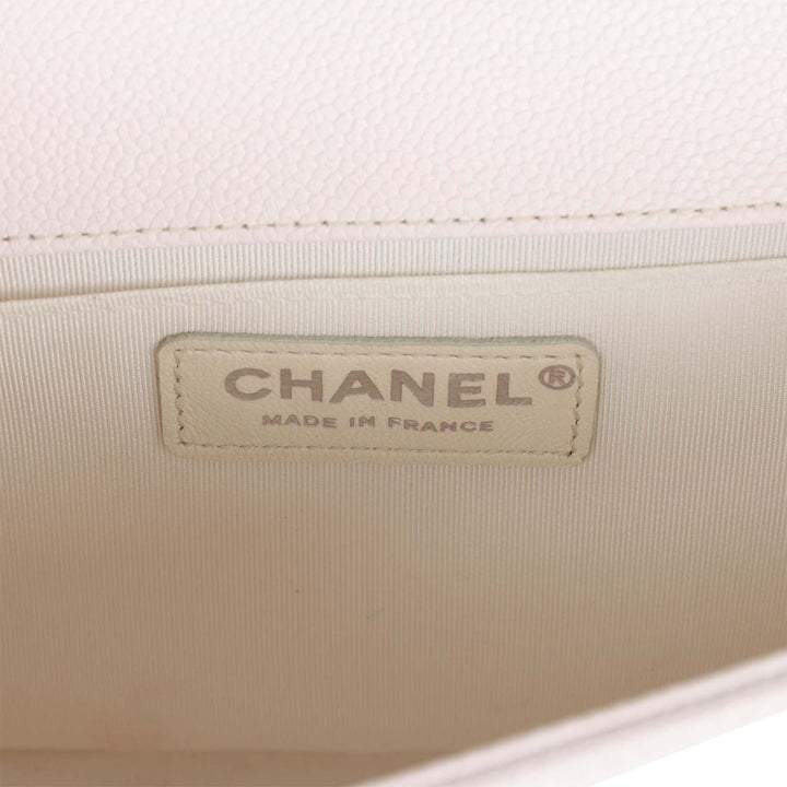 Top Quality Chanel Medium Boy Light Pink Caviar Silver Hardware