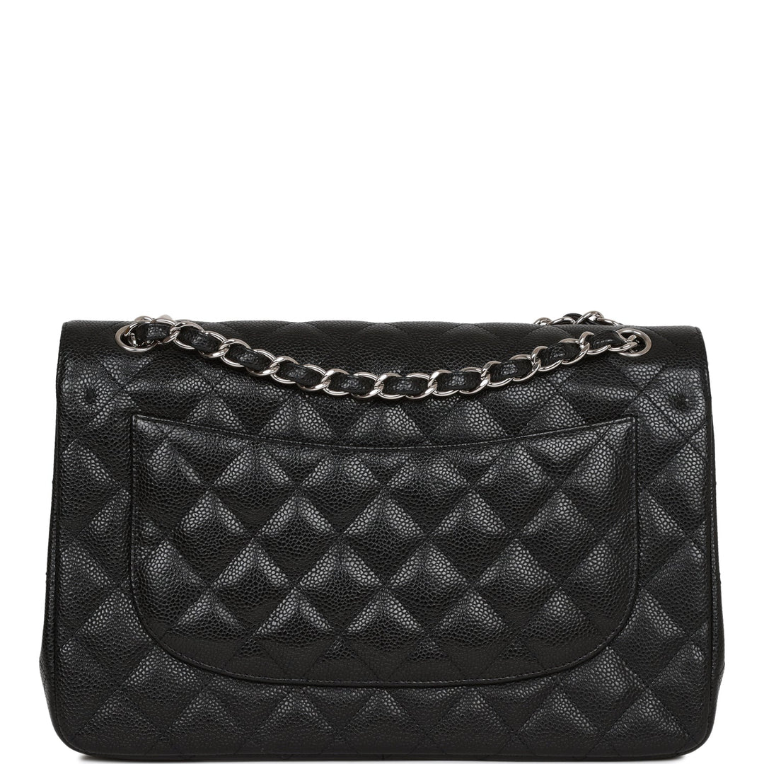 Top Quality Chanel Jumbo Classic Double Flap Bag Black Caviar Silver Hardware