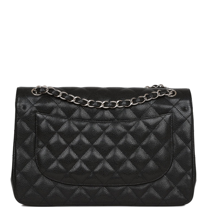 Top Quality Chanel Jumbo Classic Double Flap Bag Black Caviar Silver Hardware