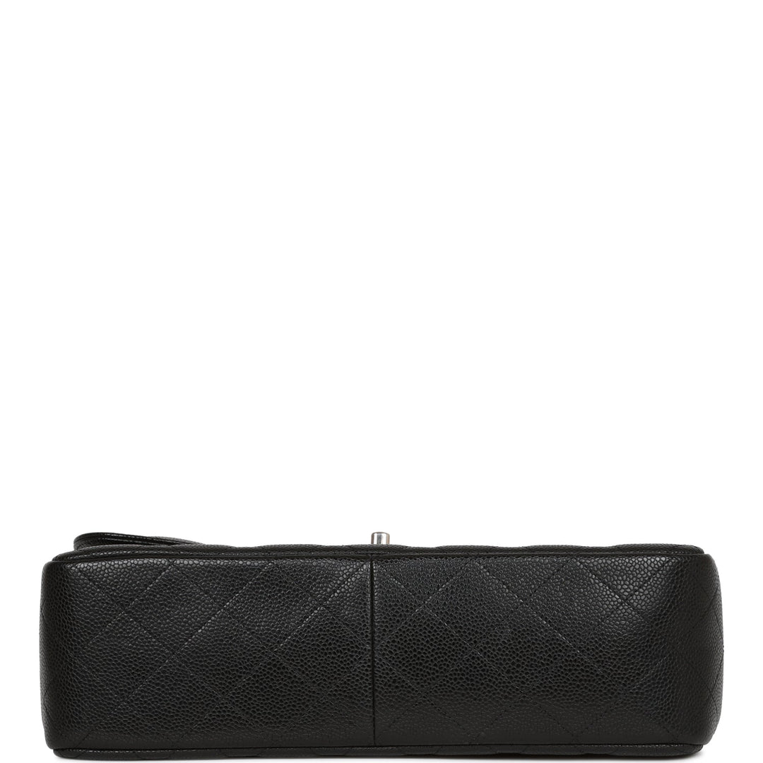 Top Quality Chanel Jumbo Classic Double Flap Bag Black Caviar Silver Hardware