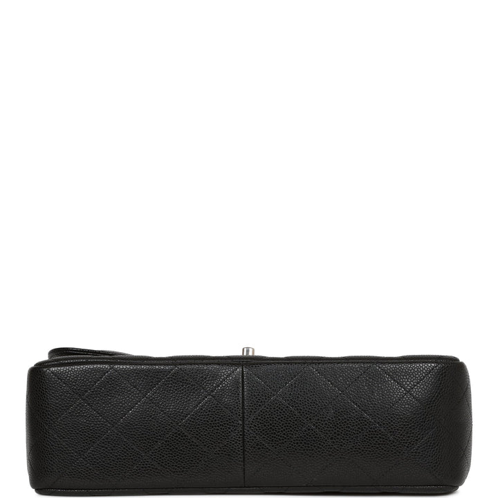 Top Quality Chanel Jumbo Classic Double Flap Bag Black Caviar Silver Hardware