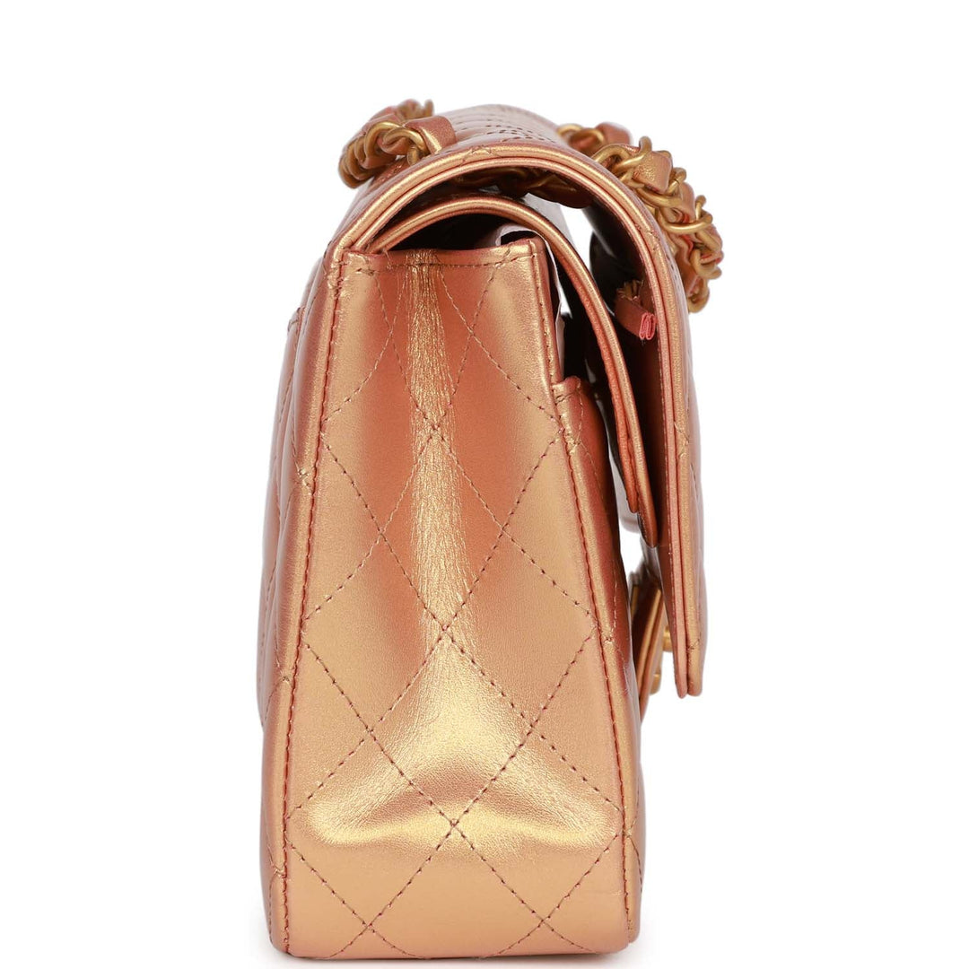 Top Quality Chanel Medium Classic Flap Bag Metallic Iridescent Gold Calfskin Antique Gold Hardware