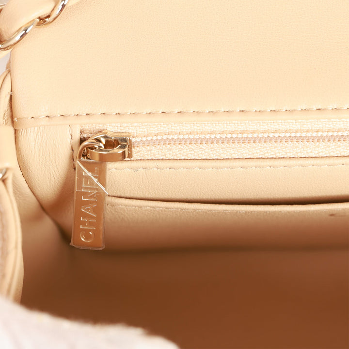 Top Quality Chanel Mini Rectangular Flap Bag Beige Lambskin Light Gold Hardware