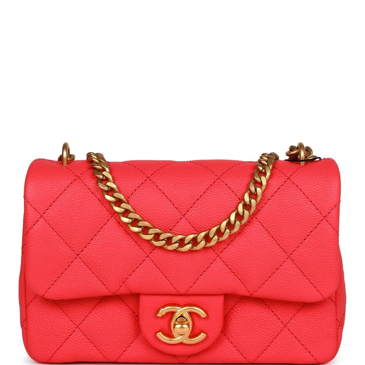 Top Quality Chanel Mini Flap Bag Pink Caviar Antique Gold Hardware