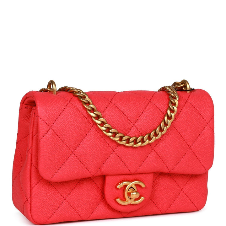 Top Quality Chanel Mini Flap Bag Pink Caviar Antique Gold Hardware