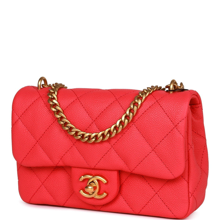 Top Quality Chanel Mini Flap Bag Pink Caviar Antique Gold Hardware