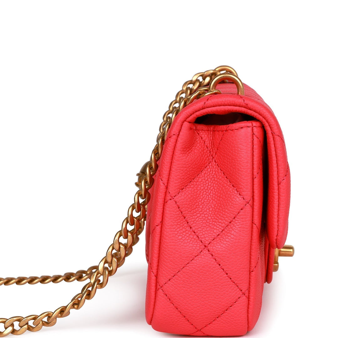 Top Quality Chanel Mini Flap Bag Pink Caviar Antique Gold Hardware