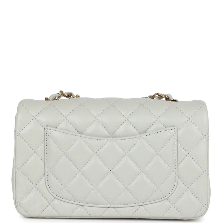Top Quality Chanel Mini Rectangular Flap Bag Light Grey Lambskin Light Gold Hardware