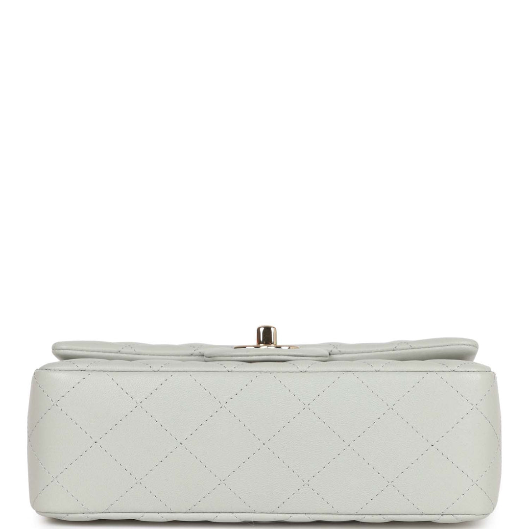 Top Quality Chanel Mini Rectangular Flap Bag Light Grey Lambskin Light Gold Hardware
