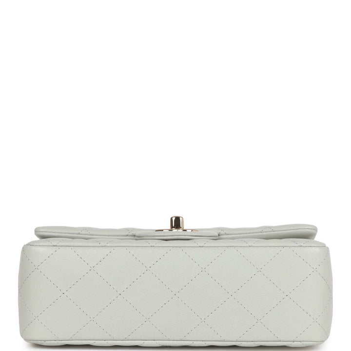 Top Quality Chanel Mini Rectangular Flap Bag Light Grey Lambskin Light Gold Hardware