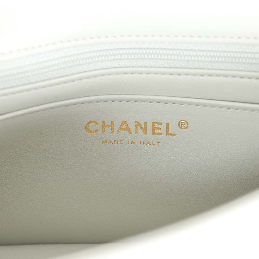 Top Quality Chanel Mini Rectangular Flap Bag Light Grey Lambskin Light Gold Hardware