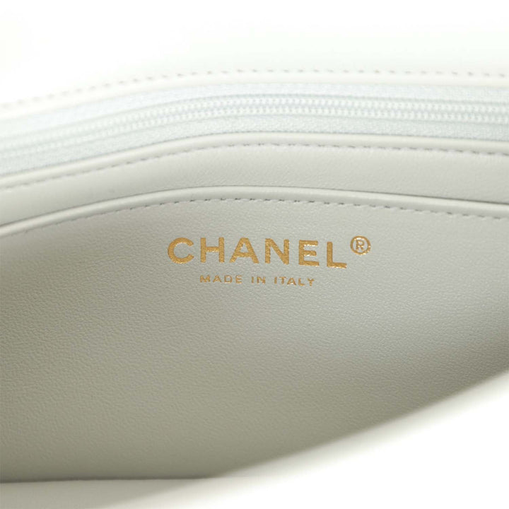 Top Quality Chanel Mini Rectangular Flap Bag Light Grey Lambskin Light Gold Hardware