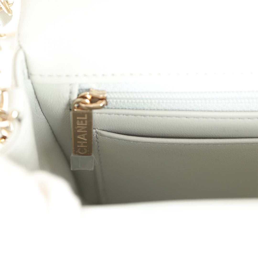Top Quality Chanel Mini Rectangular Flap Bag Light Grey Lambskin Light Gold Hardware