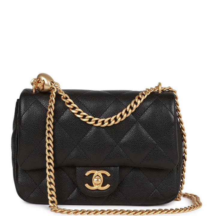 Top Quality Chanel Sweetheart Crush Mini Rectangular Flap Bag Black Caviar Antique Gold Hardware