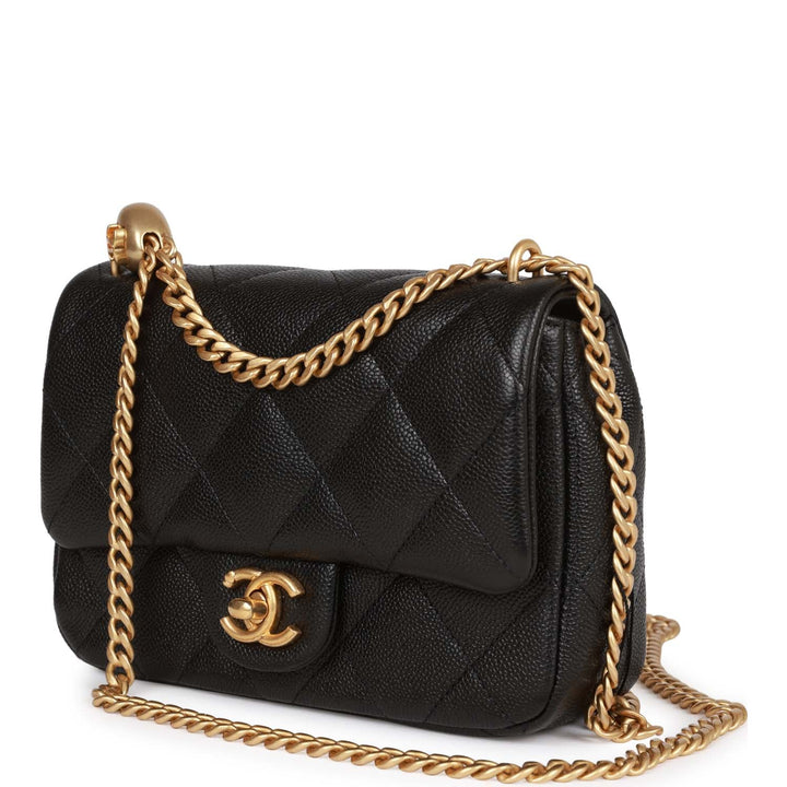 Top Quality Chanel Sweetheart Crush Mini Rectangular Flap Bag Black Caviar Antique Gold Hardware