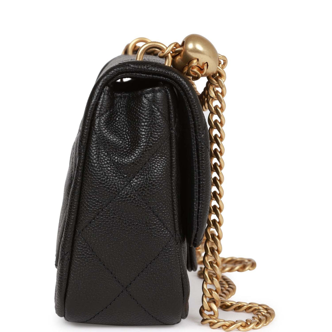 Top Quality Chanel Sweetheart Crush Mini Rectangular Flap Bag Black Caviar Antique Gold Hardware