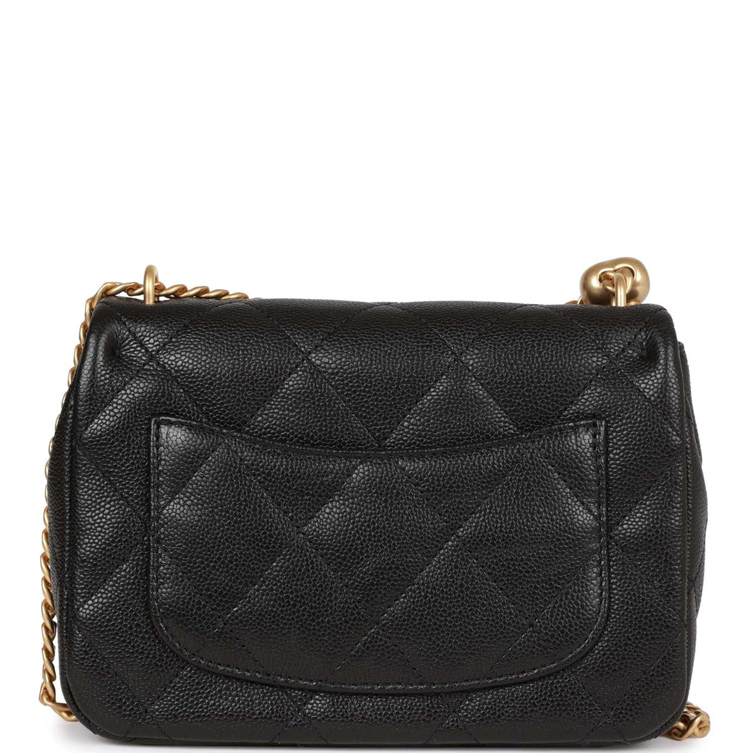 Top Quality Chanel Sweetheart Crush Mini Rectangular Flap Bag Black Caviar Antique Gold Hardware